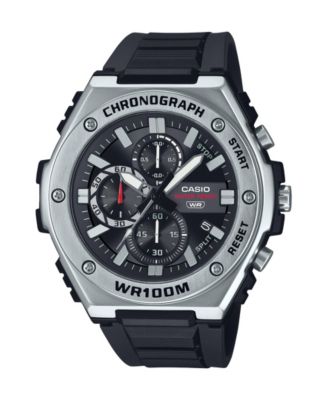 Men's Chronograph Black Resin Strap Watch 51mm