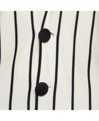 Women's Cream Striped Silk Knit Cardigan