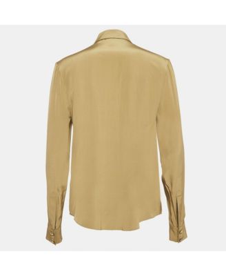 Women's Green Silk Long Sleeve Shirt