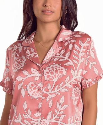 Women's Floral Stretch Woven Short-Sleeve Pajama Set