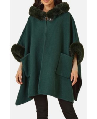 Women's Hooded Fur Cape Jacket