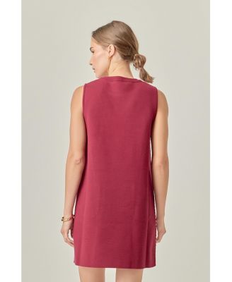 Women's Stitch Detail Knit Mini Dress Soft Stretch Fit