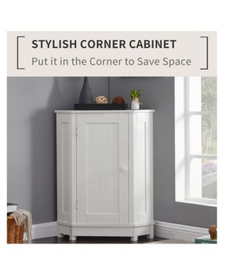 31.4"H Triangle Corner Bathroom Cabinet, Adjustable Shelf, Modern MDF Storage Unit