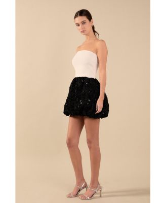 Women's Textured Strapless Voluminous Mini Dress