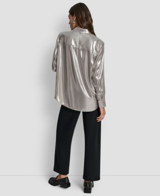 Women's Button Front Long-Sleeve Blouse