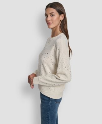 Women's Rhinestone Embellished Crewneck Sweater