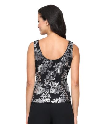 Women’s 3/4-Sleeve Sequin Stretch Tank Top with Jacket