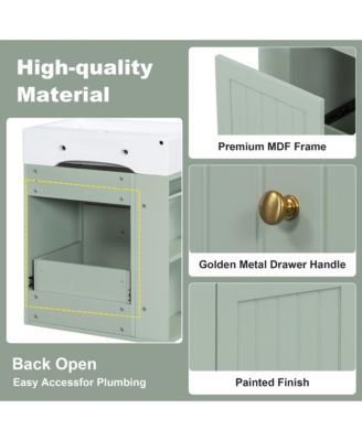 Bathroom Vanity with Ceramic Sink Storage Cabinet Drawer and Golden Handle