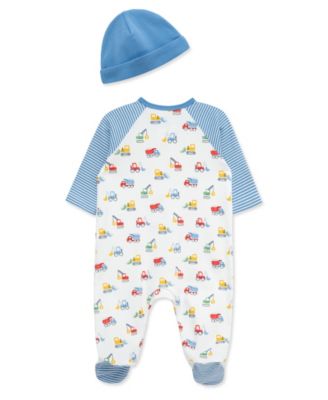Baby Boys' Trucks Footed Coverall and Hat, 2-Piece Set