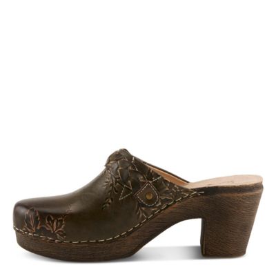 Calliroe Open-Back Clogs | Hand-Painted Leather Slip-On With Floral Details