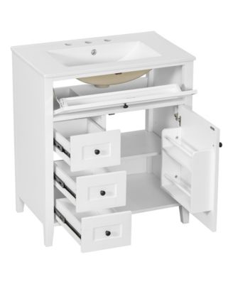 Bathroom Vanity with Sink 3 Drawers and Adjustable Shelf Freestanding Storage