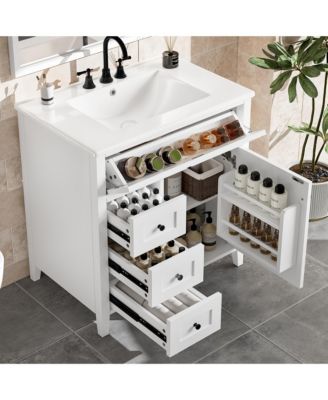 Bathroom Vanity with Sink 3 Drawers and Adjustable Shelf Freestanding Storage