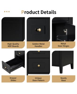 Bathroom Vanity with Sink 3 Drawers and Adjustable Shelf Freestanding Storage