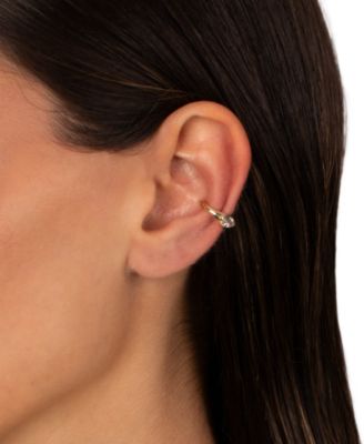 Cubic Zirconia Gold Plated Gold Plated Marquise Bezel Cuff Earrings