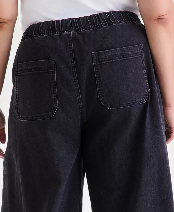 Plus Size Pull-On Utility Wide-Leg Jeans - thumbnail 5