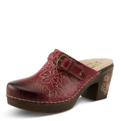 Calliroe Open-Back Clogs | Hand-Painted Leather Slip-On With Floral Details