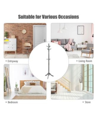 Entryway Height Adjustable Coat Stand with 9 Hooks