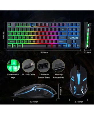 87 Keys TKL Gaming Keyboard And Mouse Combo - Wired Backlit Keyboard with 800 - 3200 DPI RGB Mouse, Gaming PC Laptop - Black