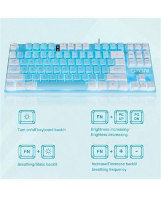 87 Keys TKL Gaming Keyboard And Mouse Combo - Wired Backlit Keyboard with 800 - 3200 DPI RGB Mouse, Gaming PC Laptop - Main Blue