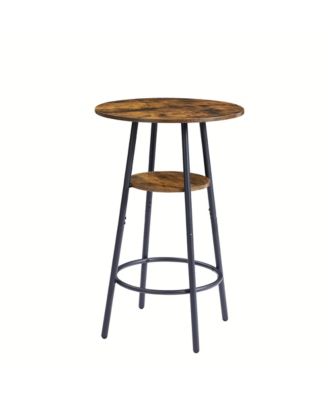 Round Stool Set with Shelf and Upholstered Backrest, 23.62'' W x 23.62'' D x 35.43'' H