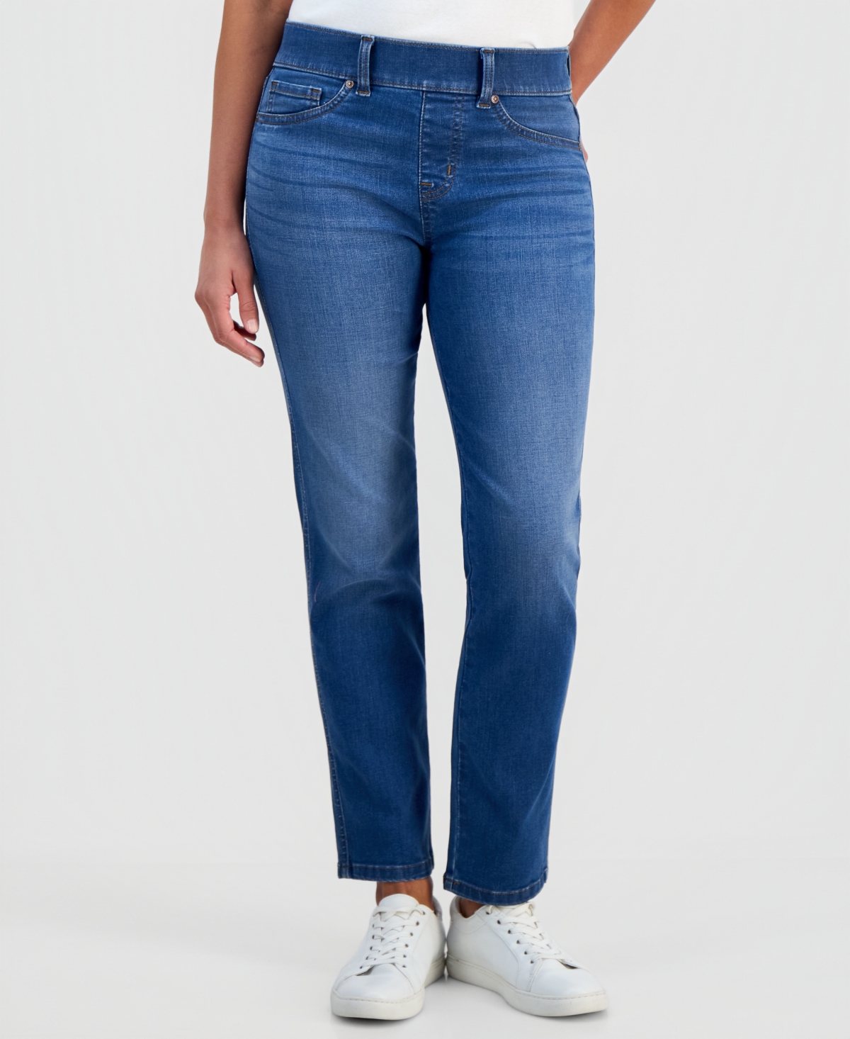 Style & Co Petite High-Rise Pull-On Straight-Leg Jeans, Macy's Exclusive
