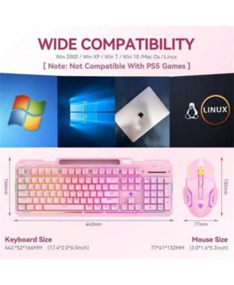Wireless Gaming Keyboard And Mouse Combo - RGB Backlit Rechargeable 2000mAh,
