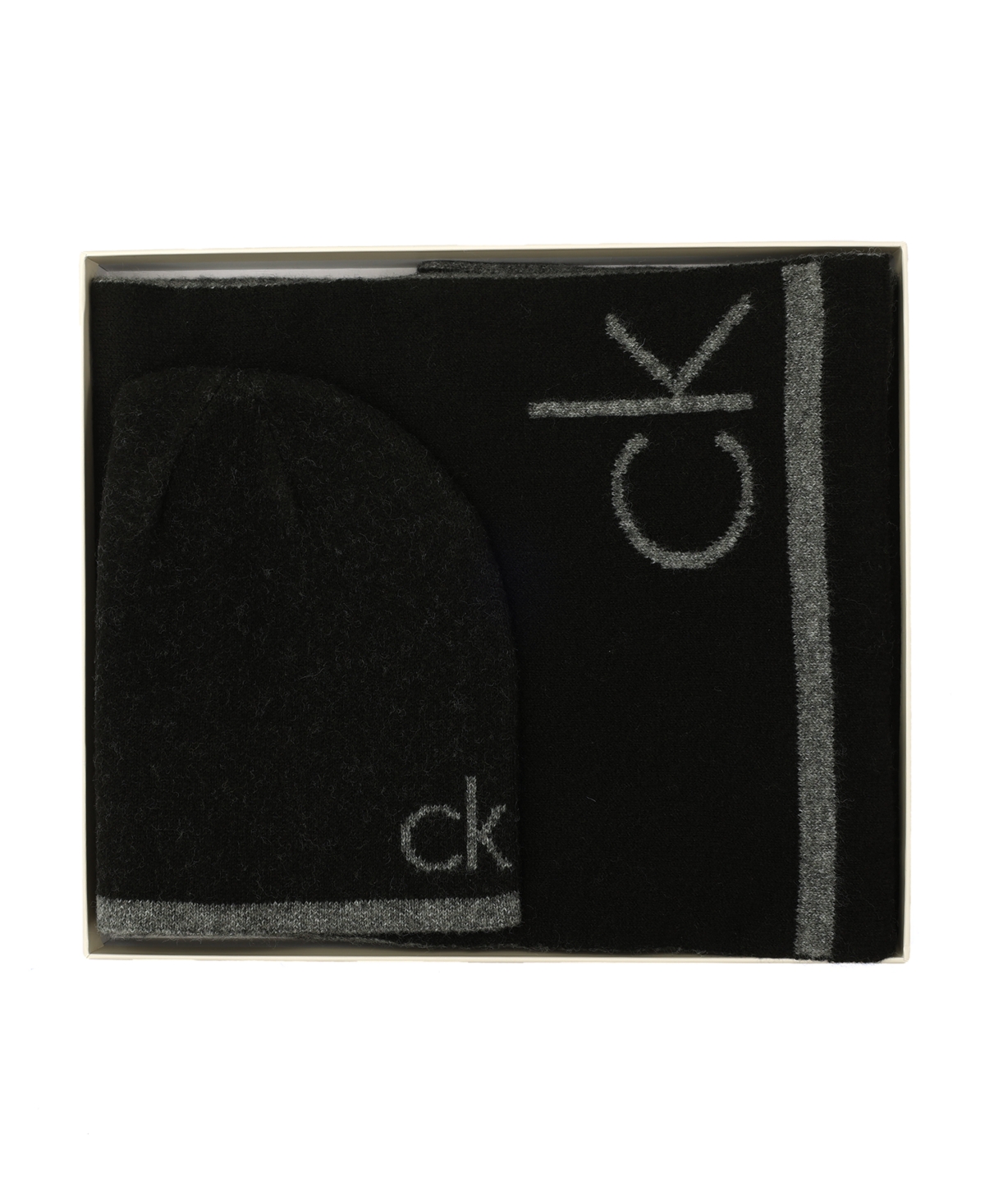 Calvin Klein Men's 2-piece Fuzzy Scarf And Hat Set In Black