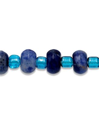 Sodalite Rondelle Beads and Dolphin Drop Beaded Gold Plated Stretch Bracelet