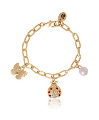 Charm Bracelet Duo - Ladybug & Bee - Gold Tone