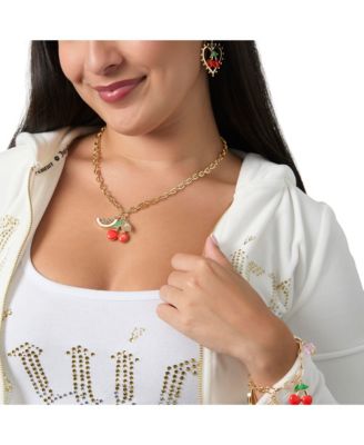 Cherry & Watermelon Charm Necklace - 18 + 2'' Chain