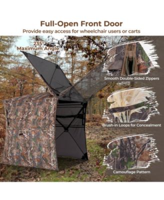 Hunting Blind 360 Degree One-Way See-Through Ground Blind for 2-3 Person