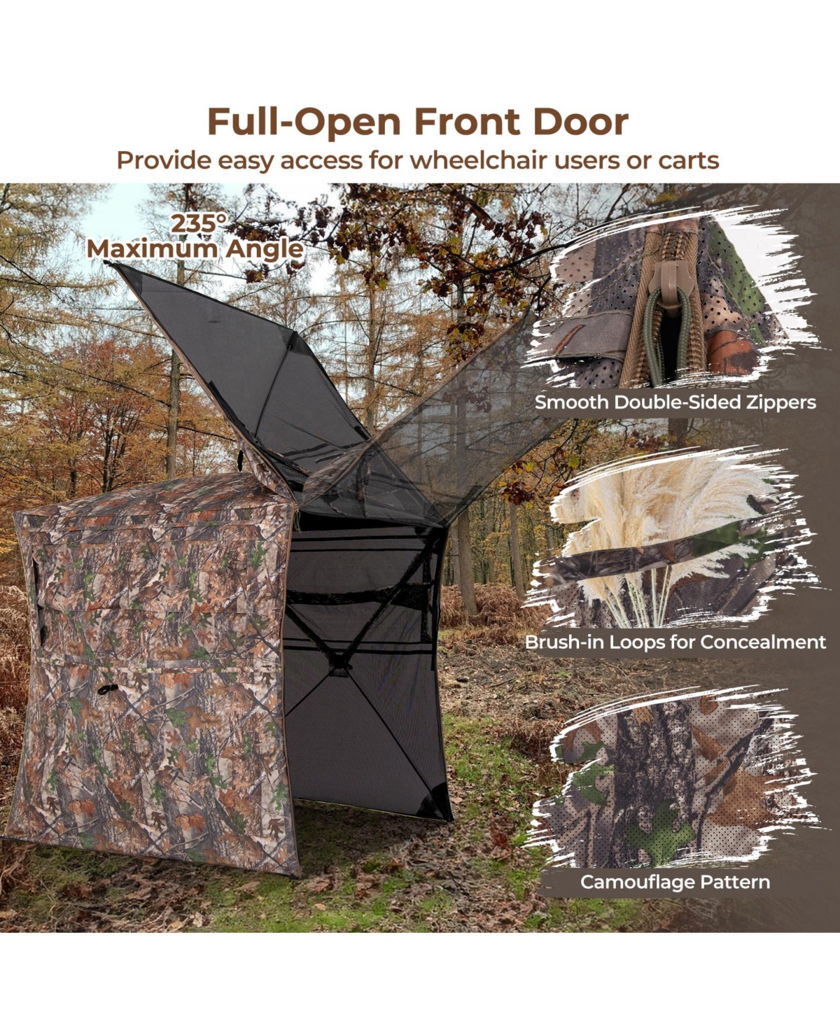 Skonyon Hunting Blind 360 Degree One-Way See-Through Ground Blind for 2-3 Person