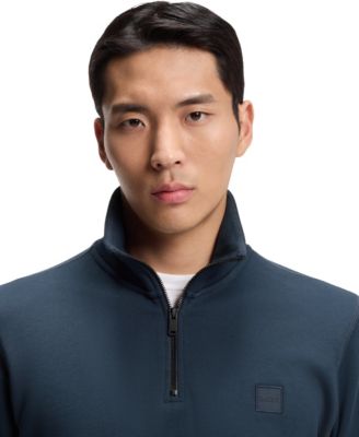 Men's Cotton Terry Logo Patch Zip-Neck Sweatshirt