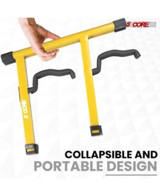 Double Guitar Stand Floor Adjustable A Frame Folding Acoustic Electric Guitars Holder Stands GSS 2N1 YLW