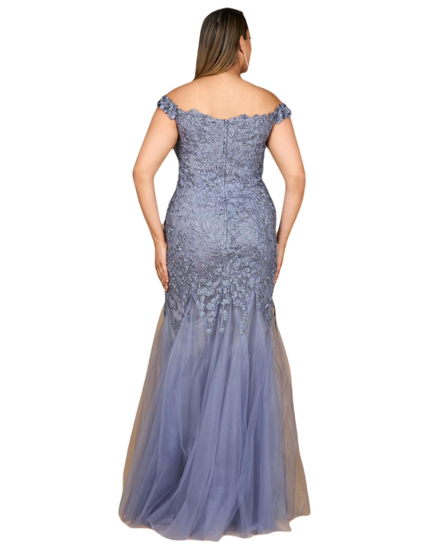 Женские платья Lara Off Shoulder Mermaid Gown, цвет: Серый синий — фото 4
