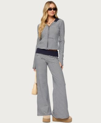 Women's Meggy Striped Fold Over Pants