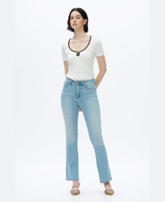 Women's High-Rise Rhinestone-Embellished Flare Jeans
