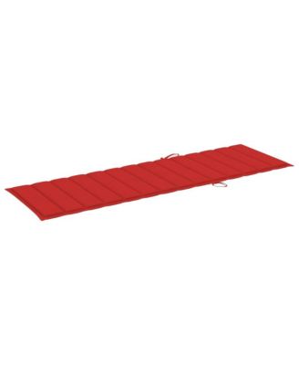 Sunlounger Red Solid Acacia wood, 100% polyester fabric Large