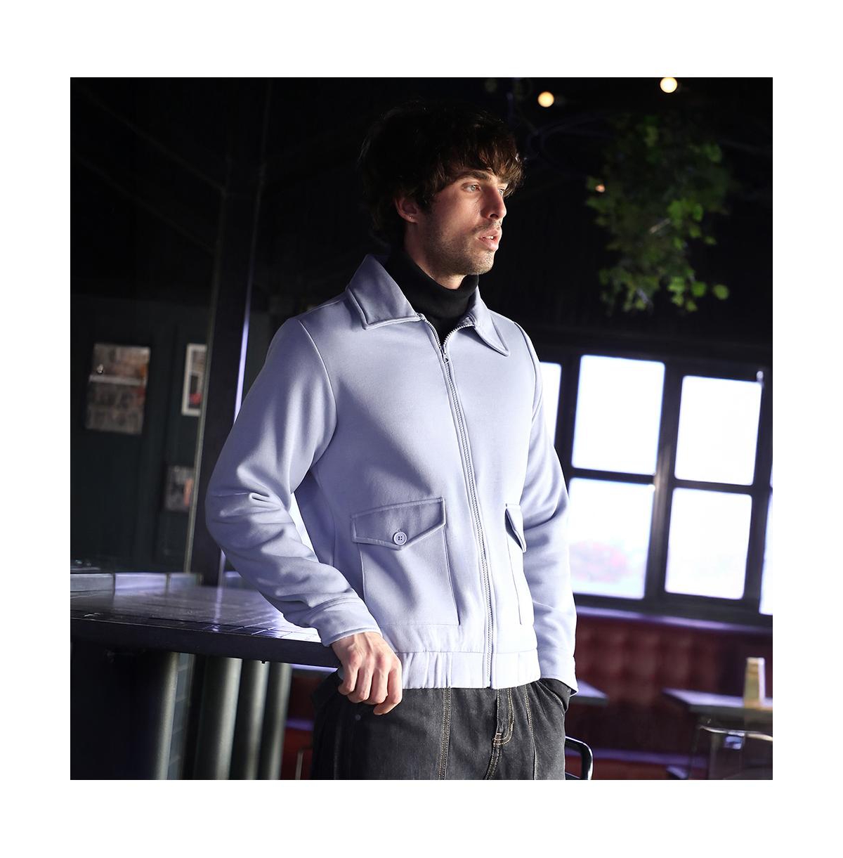 Campus Sutra Men's Misty Blue Zip-Front Knit Jacket