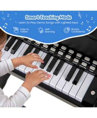 25 Keys Digital Piano with Music Stand Stool Lighted Keys Teaching Mode for 3+ Kids
