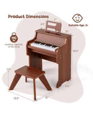 25 Keys Digital Piano with Music Stand Stool Lighted Keys Teaching Mode for 3+ Kids