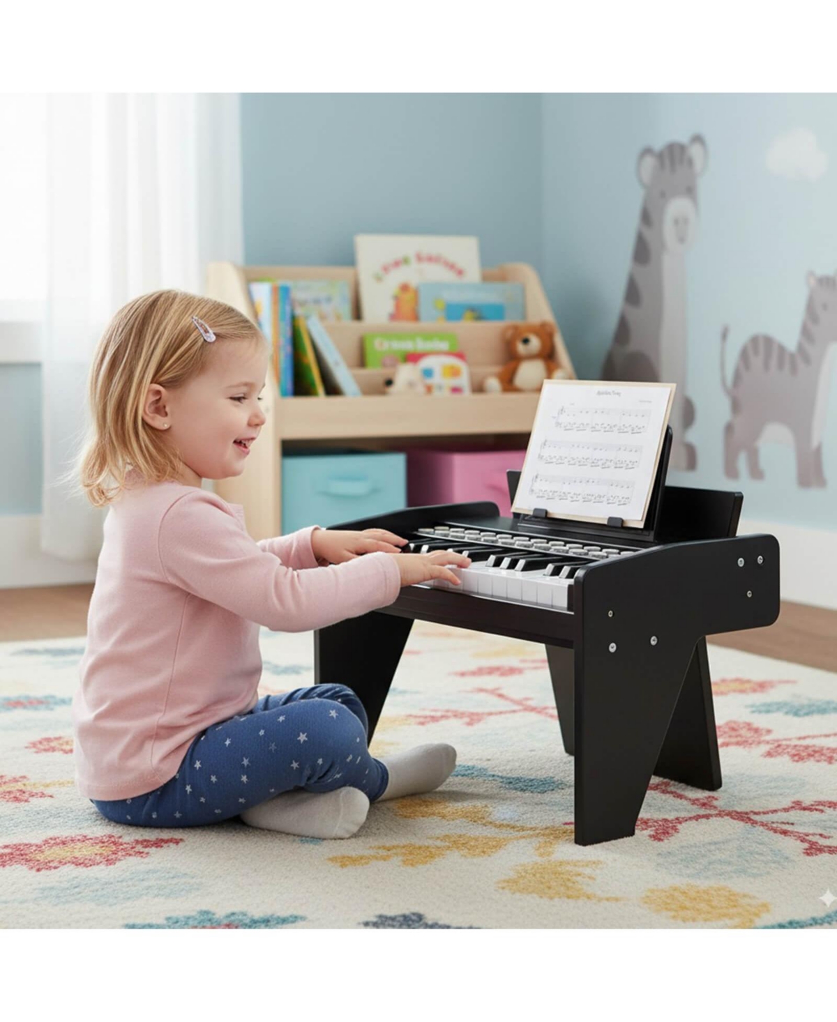 Costway 25 Keys Digital Piano with Music Stand,Teaching Mode,Lighted Keys, Adjustable Speed