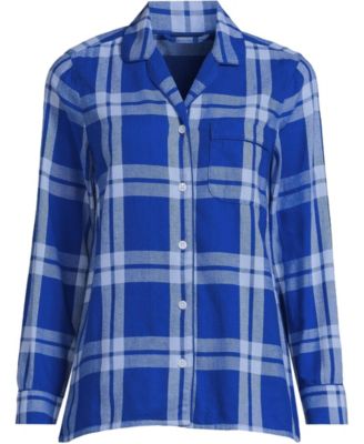Women's Petite Long Sleeve Print Flannel Pajama Top