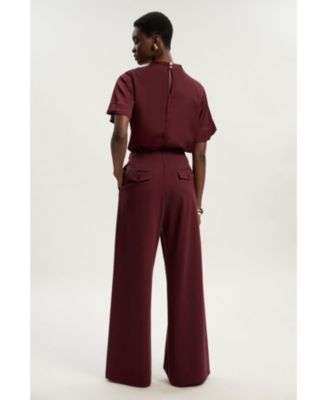Women's Ponte PU Wide Leg Pants.
