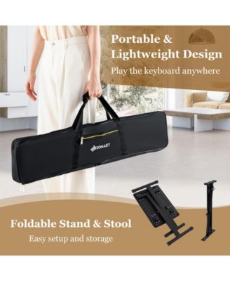 61-Key Portable Electronic Keyboard Piano Complete Digital Piano Set with Stand and Stool