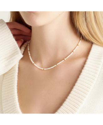 Freshwater Pearl & Stainless Steel Beaded Necklace with Mixed 6–7 mm and 3–4 mm Pearls