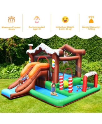 Inflatable Kids Bounce House with Slide, Climbing Wall, and 550W Air Blower