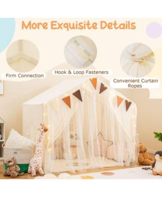 Large Toddler Playhouse Tent with Windows, Door Curtains, and Mat