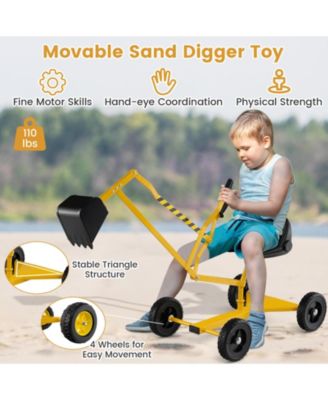 Sandbox Sand Digger Toy with Dual Handles and Flexible Shovel for Kids