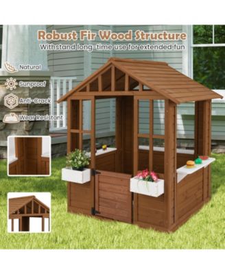 Outdoor Playhouse with Serving Stations and Door for 2+ Years Old